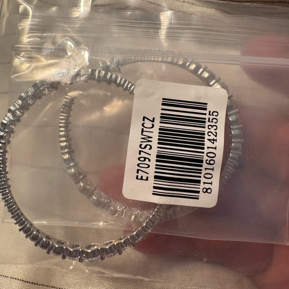 Melinda Maria "Oh She Fancy" Graduated Hoops 2" Silver Hoop Earrings - Picture 2 of 3